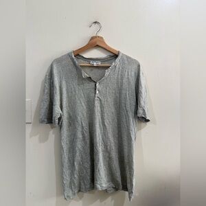 Pepito's Men's Light Gray Striped Henley Short-Sleeve Tee